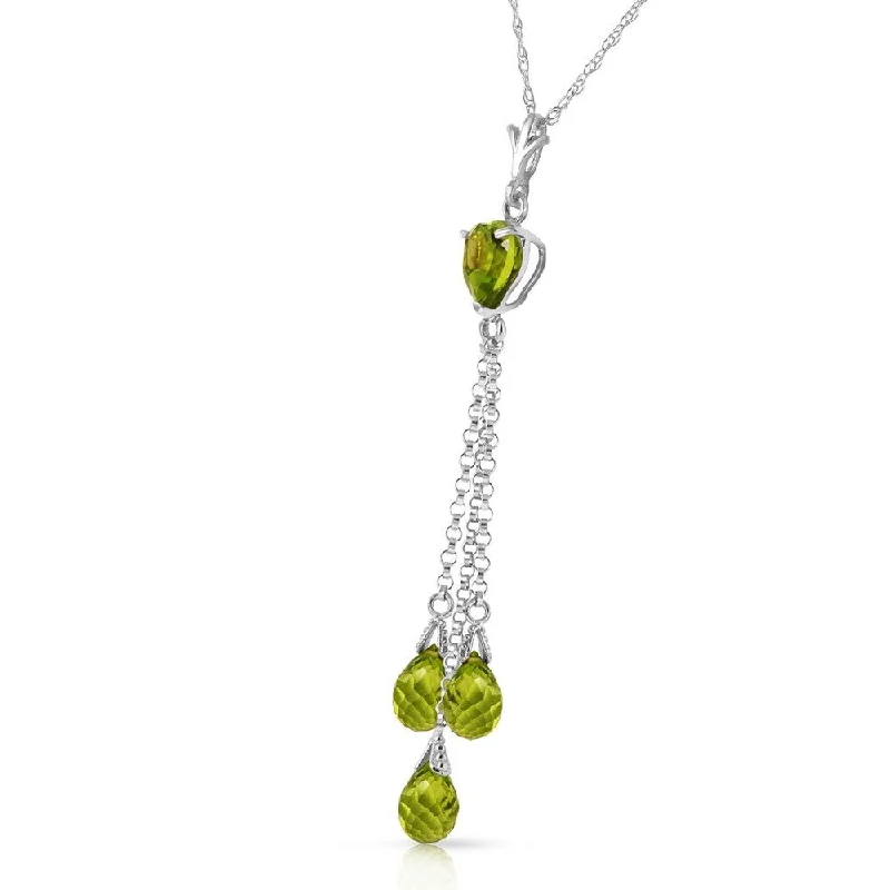 gold chain link necklace for women-4.75 CTW 14K Solid White Gold Proceed Towards Peridot Necklace