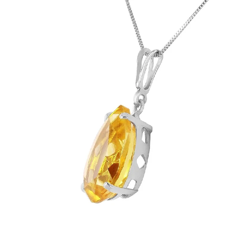 gold necklace with diamond pendant-5 Carat 14K Solid White Gold Good News Citrine Necklace