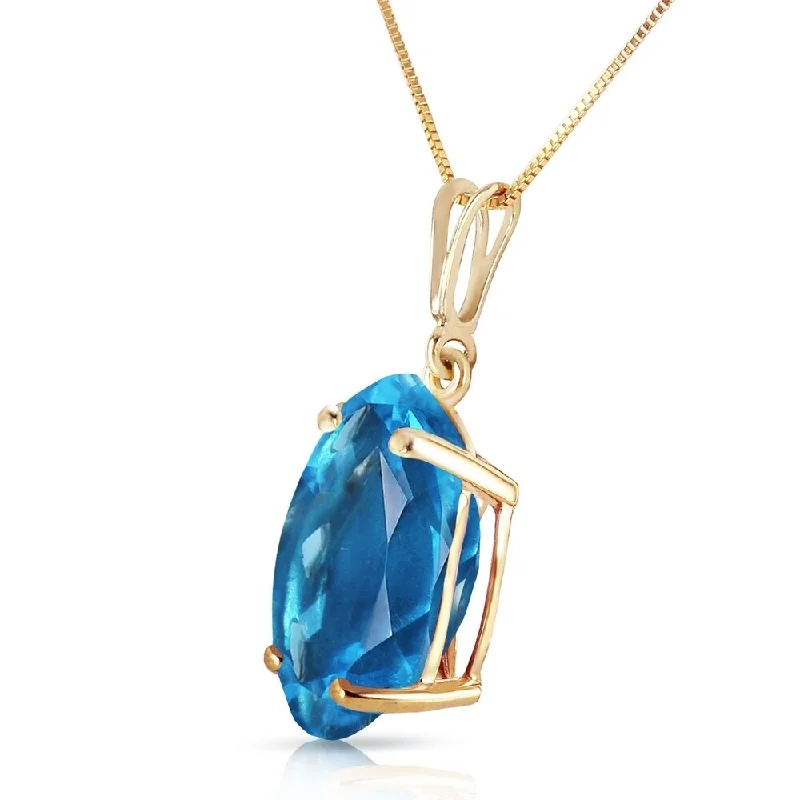 stainless steel choker necklace-8 Carat 14K Solid Gold Necklace Oval Blue Topaz