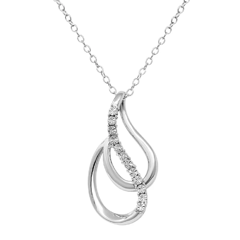 fashion necklace for women’s outfits-Amanda Rose Collection Diamond Tear Drop Pendant Necklace in Sterling Silver