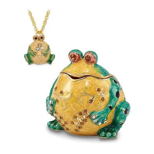 friendship heart necklace set-Bejeweled Enameled & Crystal Bubba The Bullfrog Trinket Box