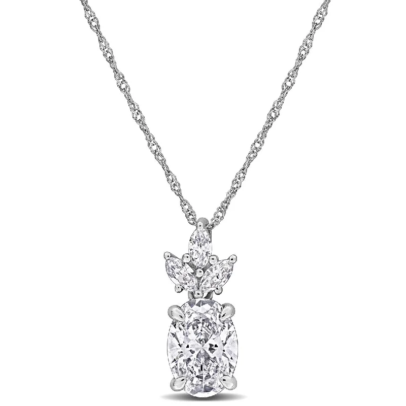 diamond encrusted necklace for women-Created Forever 1 2/5ct TW Lab-Grown Diamond Necklace in 14k White Gold