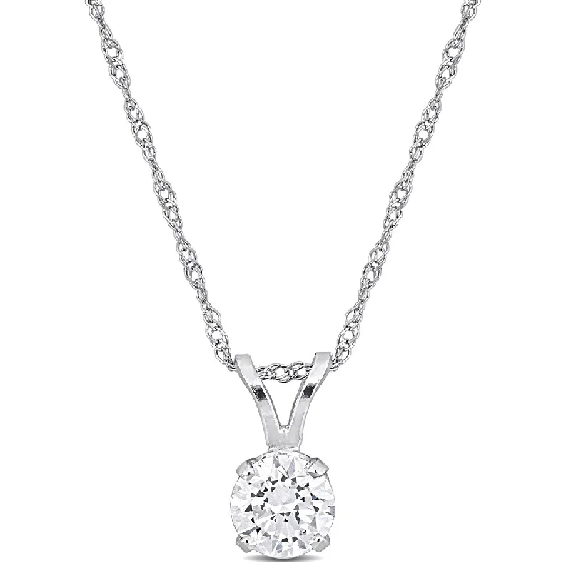 statement necklace for parties-Created Forever 1/2ct TW Lab-Grown Diamond Solitaire Necklace in 14k White Gold