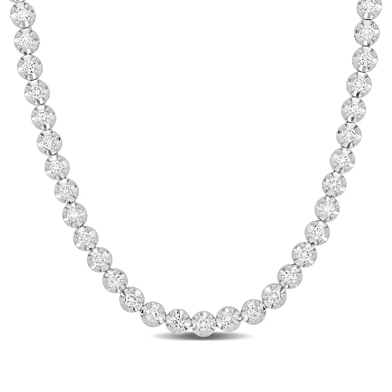 adjustable chain necklace for men-Created Forever 10 4/5ct TW Lab-Grown Diamond Tennis Necklace in 14k White Gold