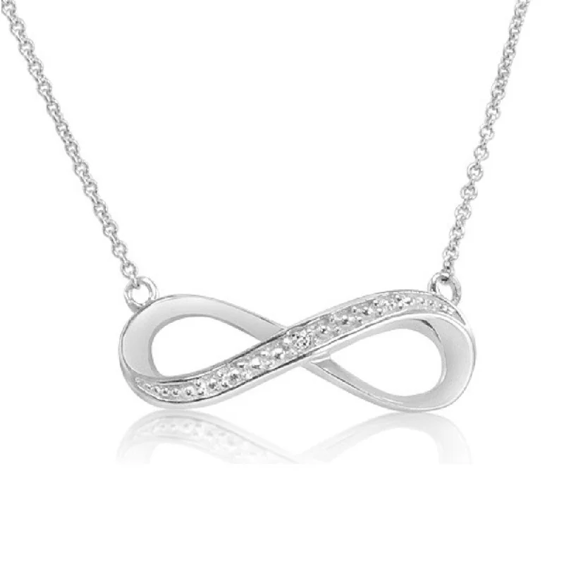 women’s personalized photo necklace-Diamond Infinity Necklace in Sterling Silver 18 inch