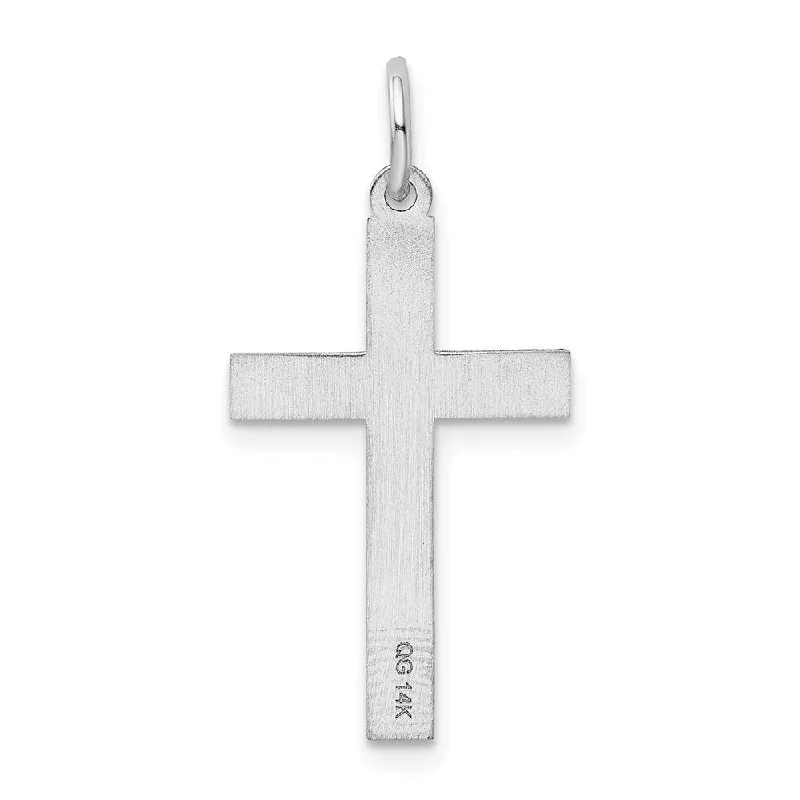 leather necklace with pendant-Diamond2Deal 14K White Gold Laser Designed Cross Pendant (L- 26 mm, W- 13 mm)