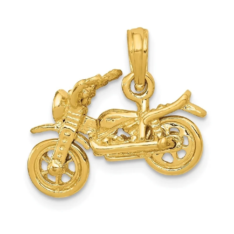 men’s gold chain necklace-Diamond2Deal 14K Yellow Gold Moveable Motorcycle Pendant 15 mm Length (L- 15 mm, W- 19 mm)