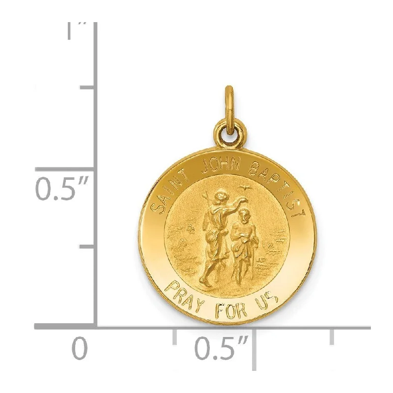 gold plated moon necklace-Diamond2Deal 14K Yellow Gold Saint John Baptist Medal Pendant (L- 19.8 mm, W- 15 mm)