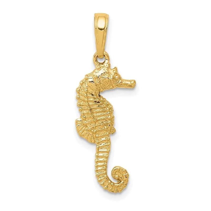 pearl and diamond necklace-Diamond2Deal 14K Yellow Gold Seahorse Pendant (L- 26 mm, W- 9 mm)