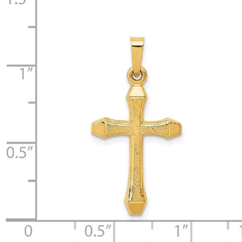 birth year necklace-Diamond2Deal 14K Yellow Gold Textured and Polished Latin Cross Pendant (L- 30 mm, W- 15 mm)