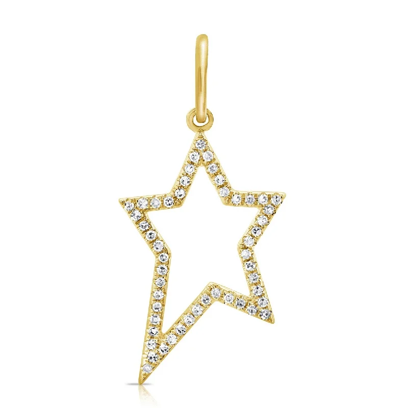 engraved necklace with family names-Joelle Star Diamond Charm 14K Yellow Gold