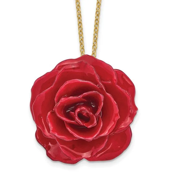 tribal necklace for men-Lacquer Dipped Real Red Rose 20" Necklace