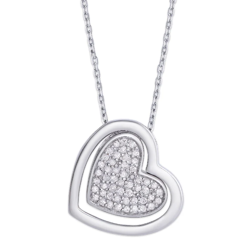 zodiac sign necklace-Victoria Townsend .925 Sterling Silver 1/4ct Diamond Double Heart Necklace