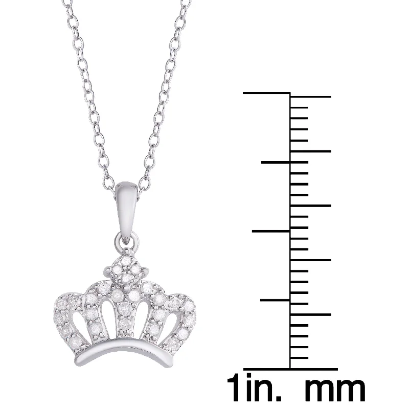 geometric pendant necklace for women-Victoria Townsend .925 Sterling Silver .21ct Diamond Crown Pendant