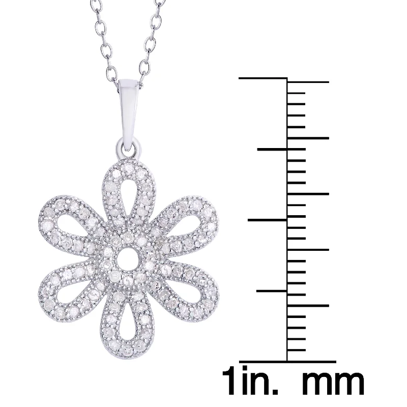 custom birthstone necklace for gifts-Victoria Townsend .925 Sterling Silver .38ct Diamond Flower Pendant