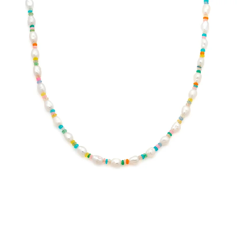 religious symbol necklace for women-Amalfi Rainbow Necklace | Pearl & Opal