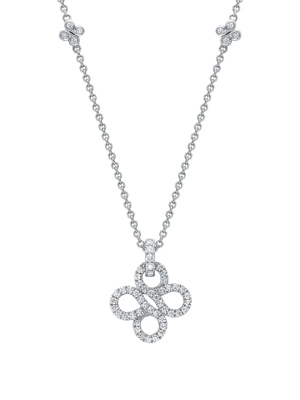 simple pearl necklace for girls-Be Boodles Pavé White Gold Pendant