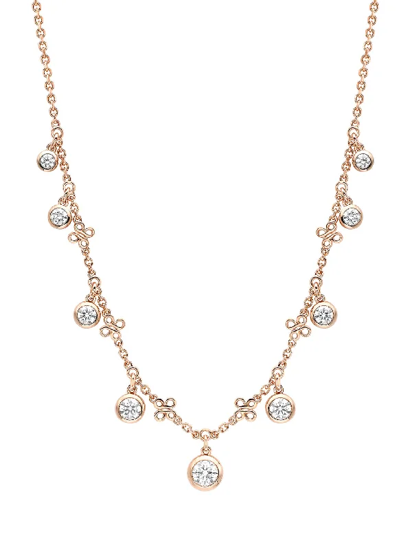 engagement necklace for women-Beach Rose Gold Diamond Necklace