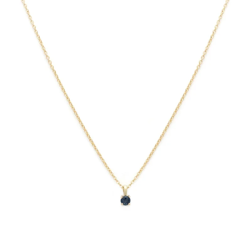 carved pendant necklace for men-Birthstone Necklace | Gold & Sapphire