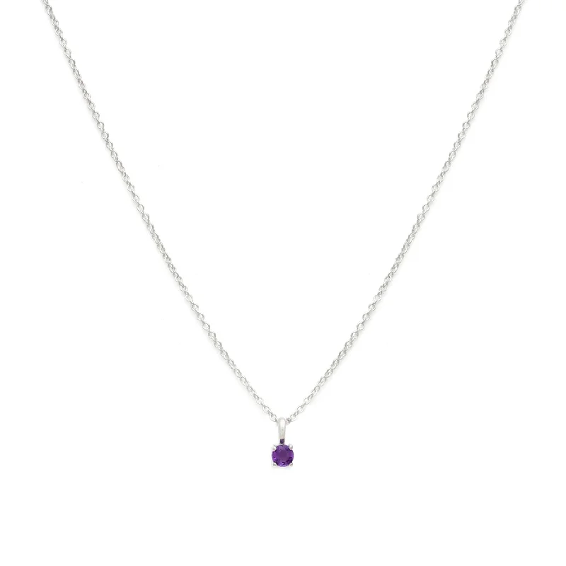 custom engraved jewelry necklace-Birthstone Necklace | Silver & Amethyst