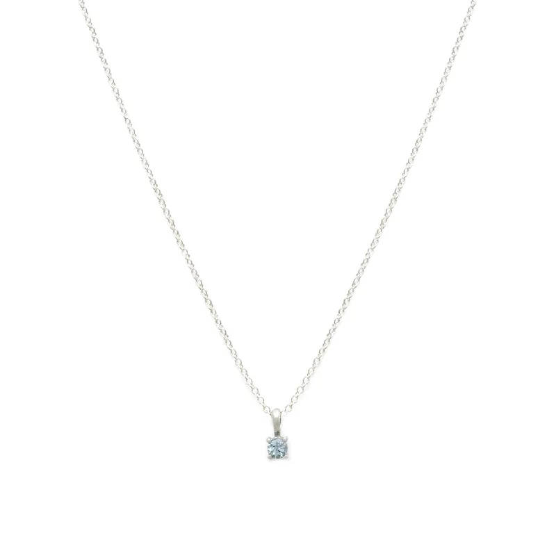 gothic style necklace for women-Birthstone Necklace | Silver & Aquamarine