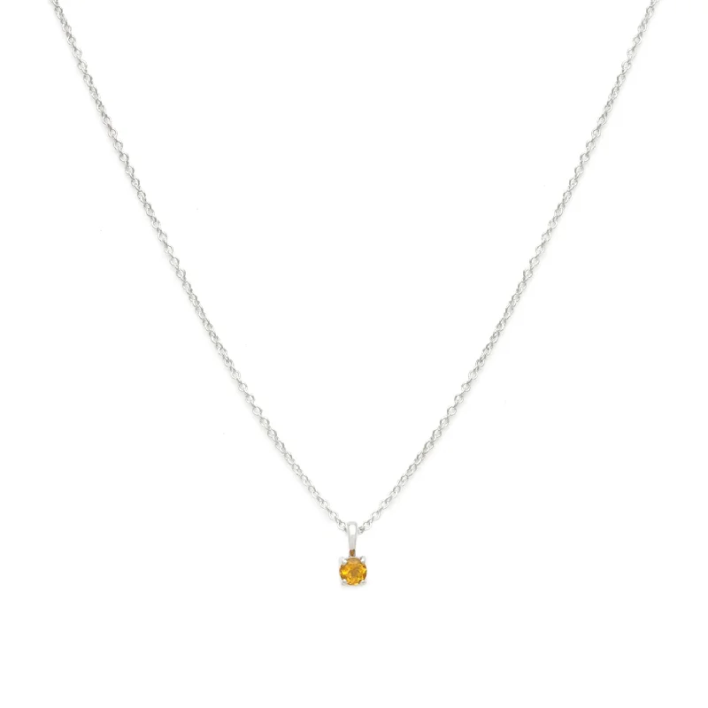 gold plated pendant necklace-Birthstone Necklace | Silver & Citrine