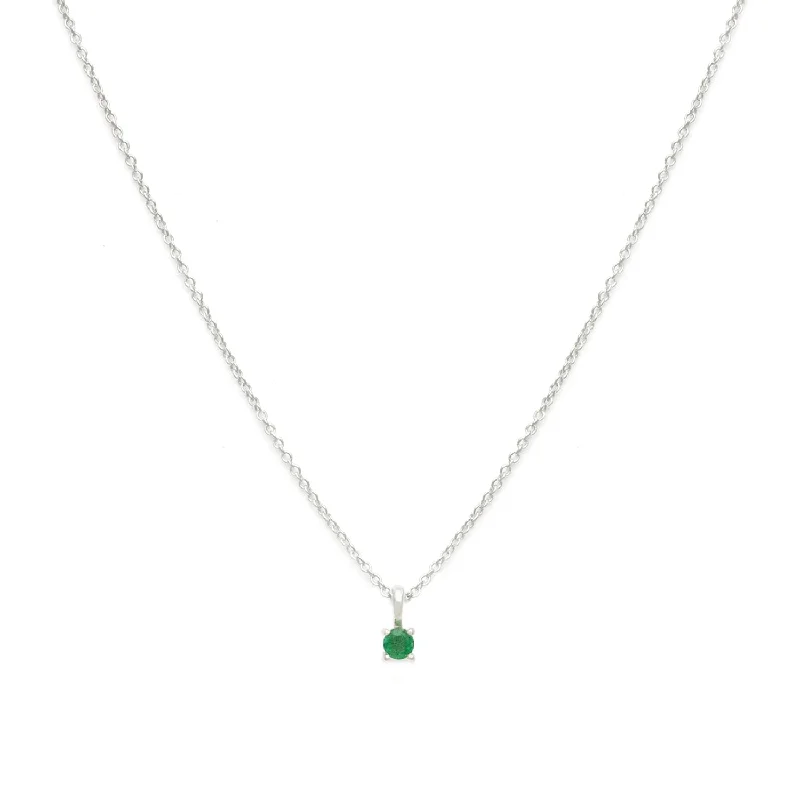 simple choker necklace for girls-Birthstone Necklace | Silver & Emerald