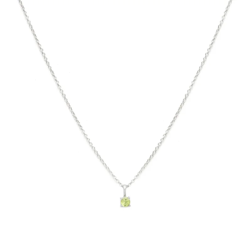 men’s gothic cross necklace-Birthstone Necklace | Silver & Peridot