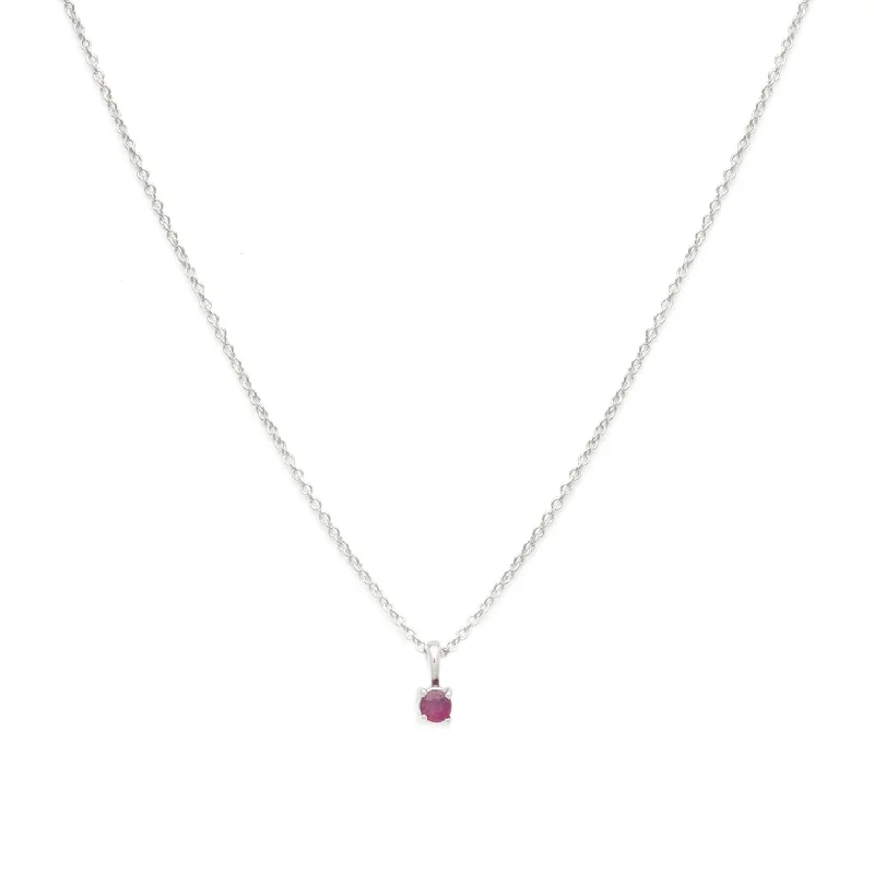 minimalist pendant necklace for women-Birthstone Necklace | Silver & Ruby