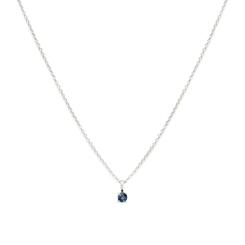 gold chain link necklace for women-Birthstone Necklace | Silver & Sapphire