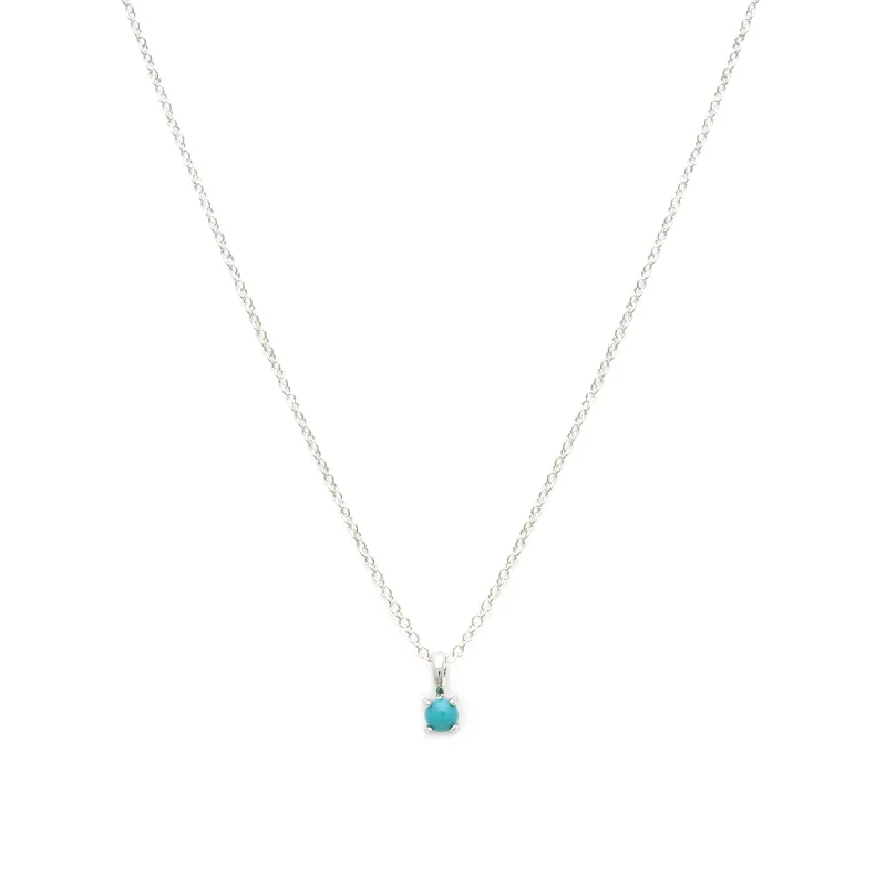 statement necklace for parties-Birthstone Necklace | Silver & Turquoise