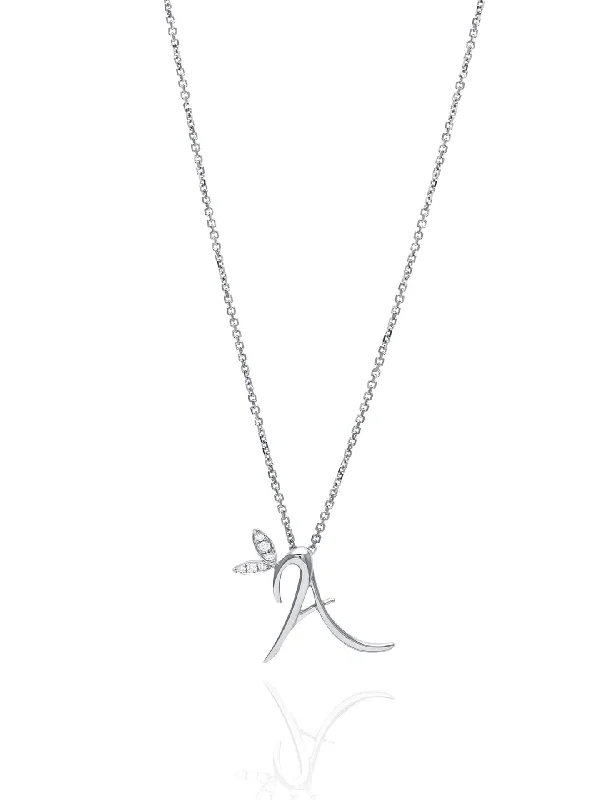 women’s gold wedding necklace-Love Letter White Gold Pendant