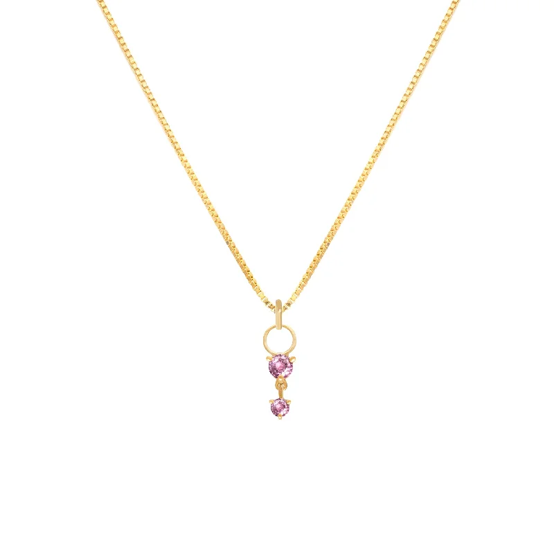 eco-friendly necklace for women-Deux Drop Necklace | Pink Sapphire