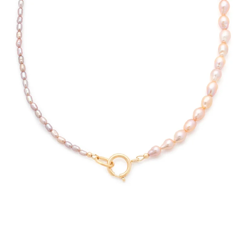 designer pendant necklace for women-Dual Pink Pearl Necklace | Pearl