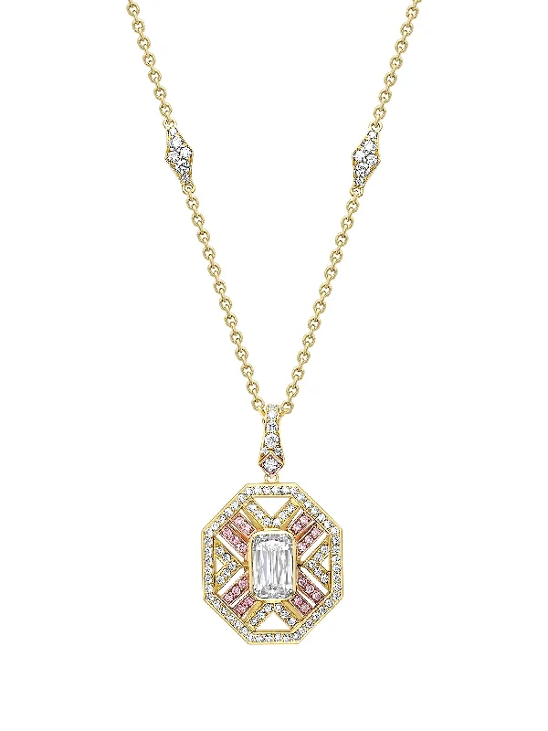 gemstone crystal necklace for healing-Fifth Avenue Ashoka Diamond Yellow Gold Pendant