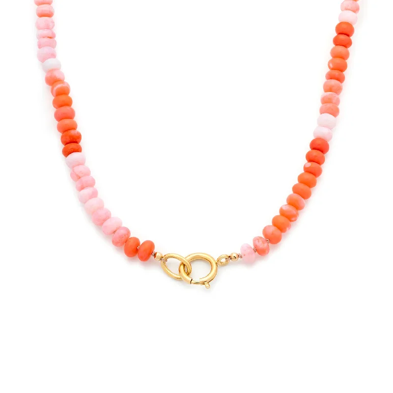 colorful crystal necklace for layering-Gemstone Necklace | Hot Coral Pink