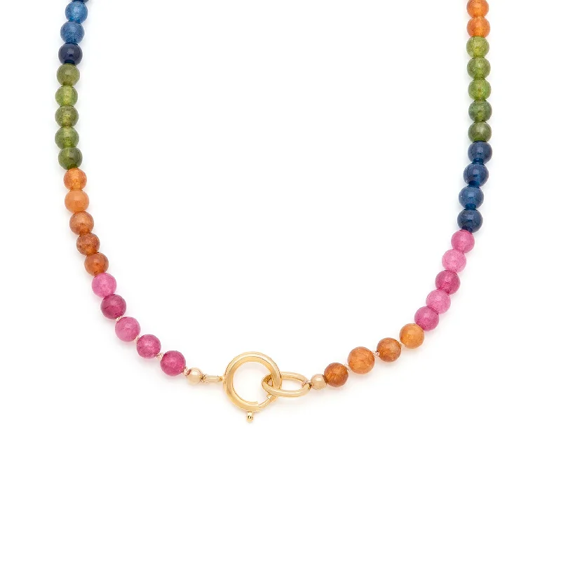 gold star necklace for women-Gemstone Necklace | Rainbow Jade