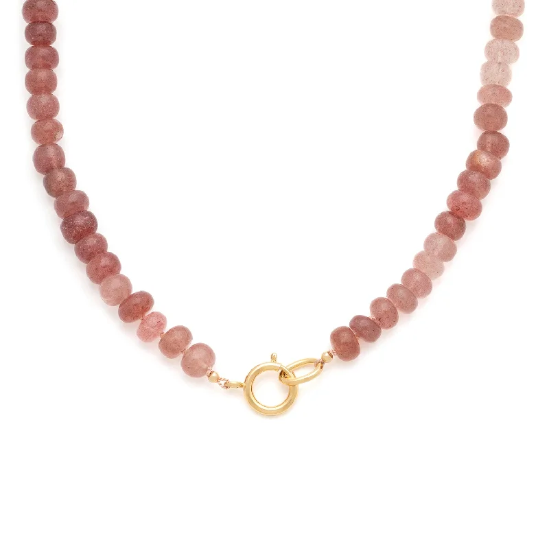 long necklace for women-Gemstone Necklace | Strawberry Quartz