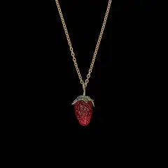 handmade gemstone necklace-Dainty Strawberry Pendant