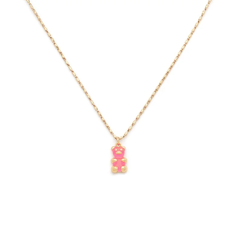 simple pearl necklace for girls-Gummy Neon Necklace | Pink