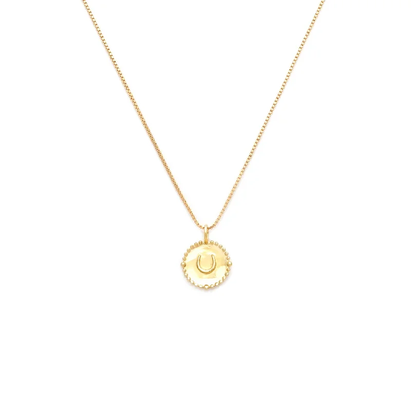 pearl choker necklace for women-Horseshoe Coin Necklace | Gold