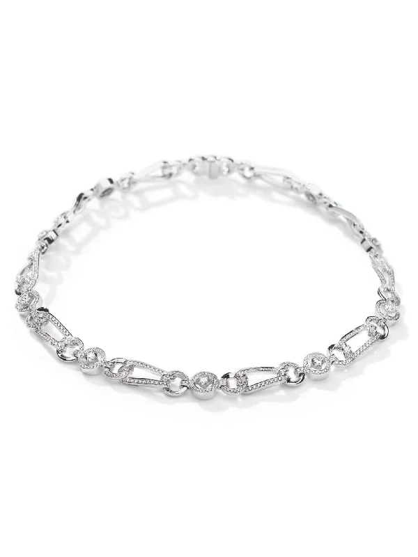 mixed metal necklace for layering-The Knot Open Link White Gold Diamond Collar