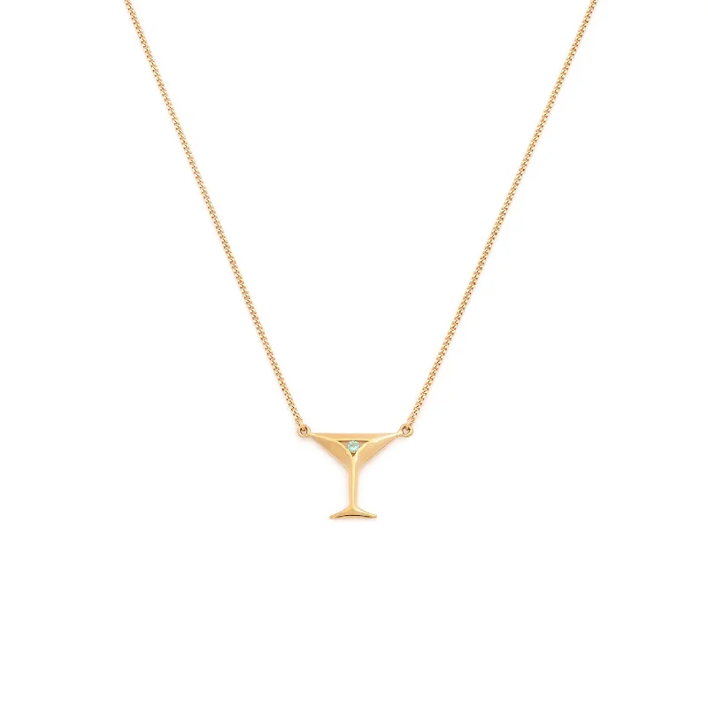 custom letter necklace for women-Martini Necklace | CZ & Gold