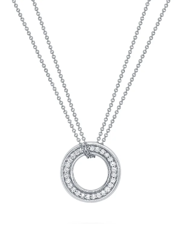 boho style necklace for festivals-Roulette Medium White Gold Diamond Pendant