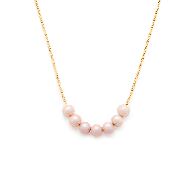 black crystal pendant necklace-Mer Necklace | Pink Pearl