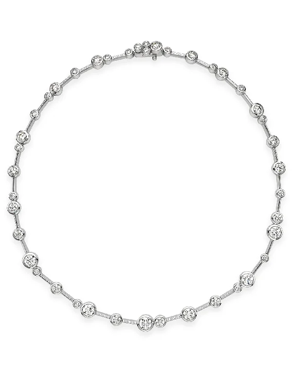 sterling silver infinity necklace-Raindance Large Platinum Diamond Necklace