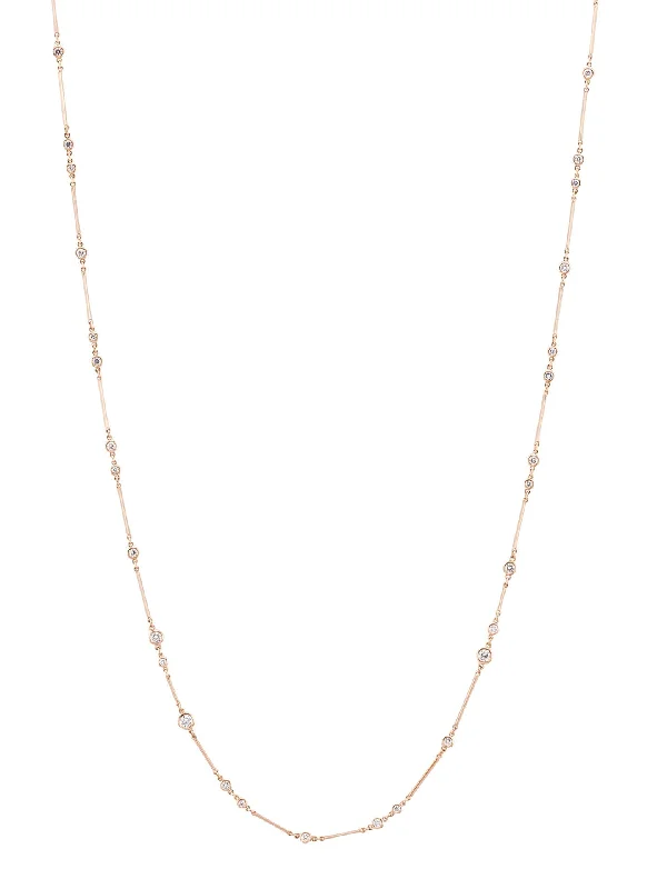 statement necklace for parties-Raindance Long Rose Gold Diamond Necklace