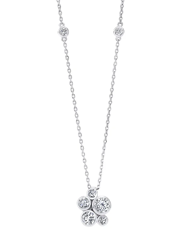 knot pendant necklace for couples-Raindance Platinum Diamond Cluster Pendant