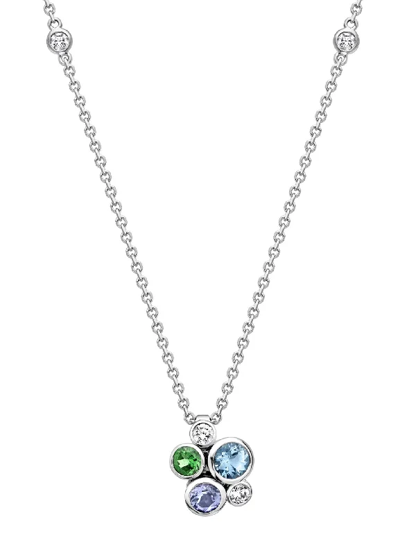 fashion jewelry necklace for teens-Raindance Watercolour White Gold Cluster Pendant