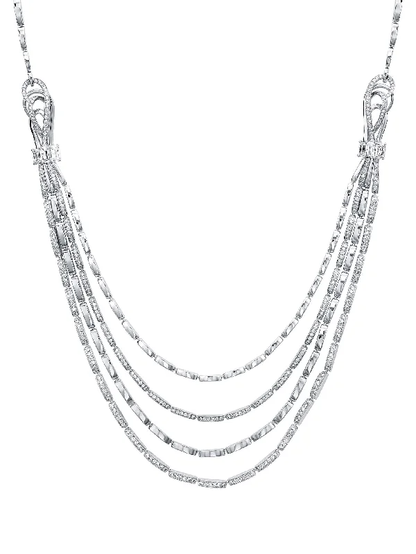 rose gold necklace with initials-Ribbons Ashoka Platinum Diamond Necklace